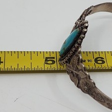 Fred Harvey Era OLD Vintage Sterling Silver & Turquoise Cuff Bracelet 6