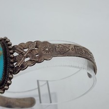 Fred Harvey Era OLD Vintage Sterling Silver & Turquoise Cuff Bracelet 6