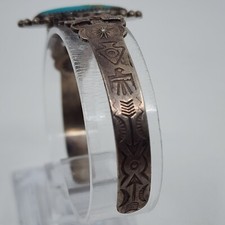Fred Harvey Era OLD Vintage Sterling Silver & Turquoise Cuff Bracelet 6