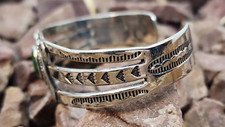 Old Pawn Fred Harvey Era Navajo Sterling Silver & Turquoise Cuff Bracelet - Additional view 3