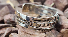 Old Pawn Fred Harvey Era Navajo Sterling Silver & Turquoise Cuff Bracelet - Additional view 4