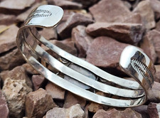 Old Pawn Fred Harvey Era Navajo Sterling Silver & Turquoise Cuff Bracelet - Additional view 5