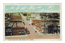 Vintage Aerial View DODGE CITY, KANSAS 1926 PM Fred Harvey Postcard