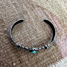 VTG Fred Harvey Era Navajo Double Thunderbird Turquoise Cuff Sterling Bracelet - Additional view 11