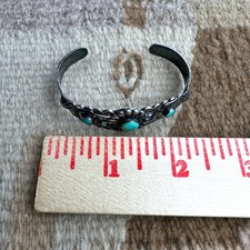 VTG Fred Harvey Era Navajo Double Thunderbird Turquoise Cuff Sterling Bracelet - Additional view 16