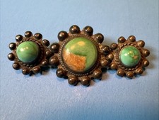 Vintage southwestern Silver Fred Harvey Era Turquoise Satellite Orb Pin Brooch