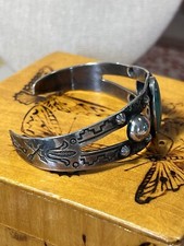 Fred Harvey era sterling silver turquoise cuff bracelet - 7 Inch - Additional view 1