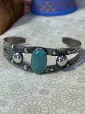 Fred Harvey era sterling silver turquoise cuff bracelet - 7 Inch - Additional view 11