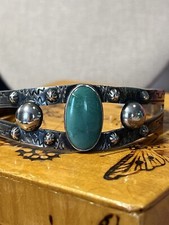 Fred Harvey era sterling silver turquoise cuff bracelet - 7 Inch - Additional view 6