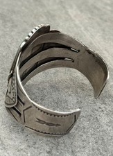 Fred Harvey Era Navajo BIG Turquoise Arrows Split shank Silver Bracelet 7in - Additional view 11