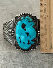 Fred Harvey Era Navajo BIG Turquoise Arrows Split shank Silver Bracelet 7in - Additional view 14