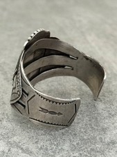 Fred Harvey Era Navajo BIG Turquoise Arrows Split shank Silver Bracelet 7in - Additional view 9