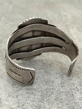 Fred Harvey Era Navajo BIG Turquoise Arrows Split shank Silver Bracelet 7in - Additional view 10