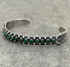 Vintage FRED HARVEY Maisels Navajo Snake eye Turquoise Sterling  Bracelet 6.9 in - Additional view 2