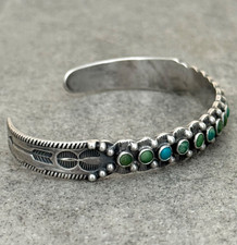 Vintage FRED HARVEY Maisels Navajo Snake eye Turquoise Sterling  Bracelet 6.9 in - Additional view 5