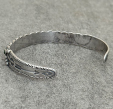 Vintage FRED HARVEY Maisels Navajo Snake eye Turquoise Sterling  Bracelet 6.9 in - Additional view 8